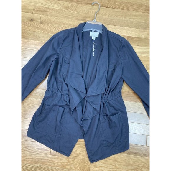 *Caslon Gray Draped Utility Jacket Womens Med Pockets Ties At Waist Casual - Picture 4 of 7